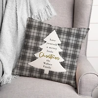 Personalized Merry Little Christmas Plaid Pillow