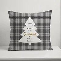 Personalized Merry Little Christmas Plaid Pillow
