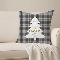 Personalized Merry Little Christmas Plaid Pillow