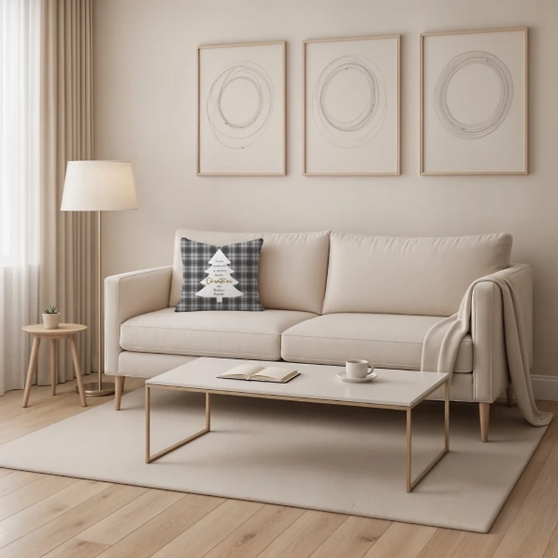 Personalized Merry Little Christmas Plaid Pillow