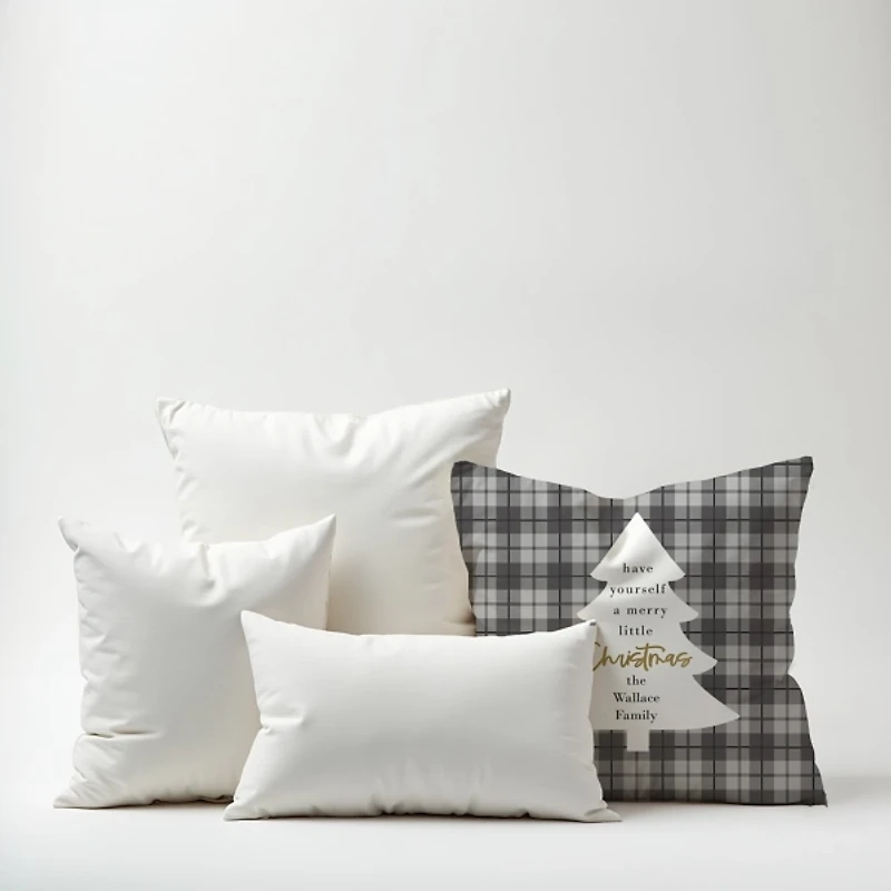 Personalized Merry Little Christmas Plaid Pillow