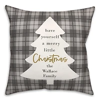 Personalized Merry Little Christmas Plaid Pillow