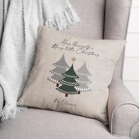 Personalized Neutral Merry Little Christmas Pillow