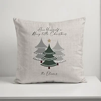 Personalized Neutral Merry Little Christmas Pillow