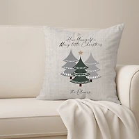 Personalized Neutral Merry Little Christmas Pillow