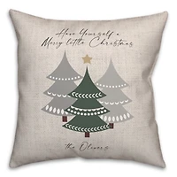 Personalized Neutral Merry Little Christmas Pillow