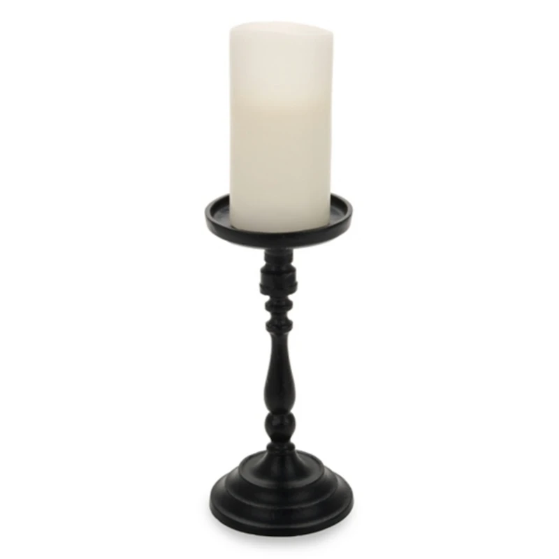 Black Metal Pillar Candle Holder, 10 in.