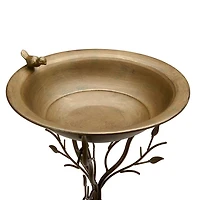 Distressed Blue Metal Bird Bath on Stand