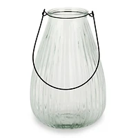 Clear Ribbed Glass Lantern with Insert