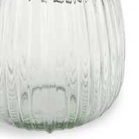 Clear Ribbed Glass Lantern with Insert