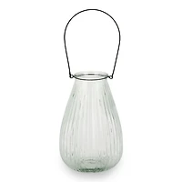 Clear Ribbed Glass Lantern with Insert