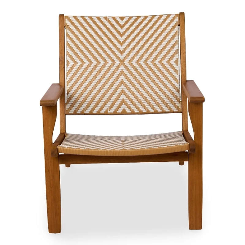 Natural Wood Wicker Outdoor Accent Chair