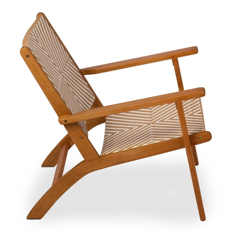 Natural Wood Wicker Outdoor Accent Chair