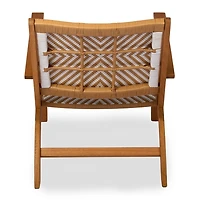 Natural Wood Wicker Outdoor Accent Chair