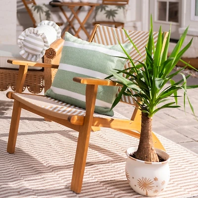 Natural Wood Wicker Outdoor Accent Chair