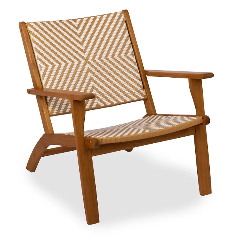 Natural Wood Wicker Outdoor Accent Chair