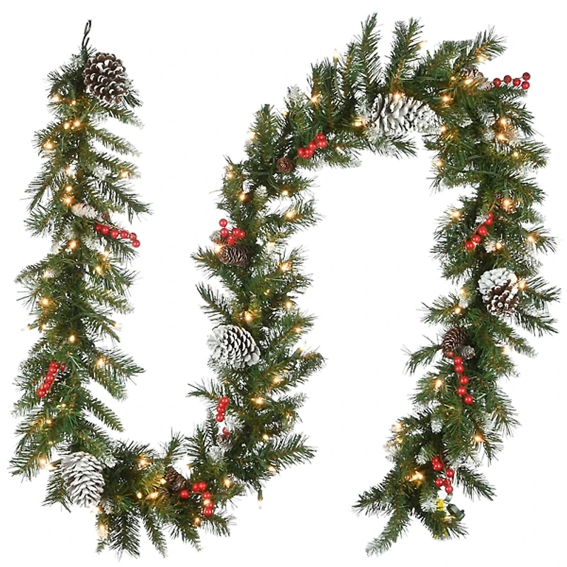 Pre-Lit Frosted Berry Pinecone Christmas Garland