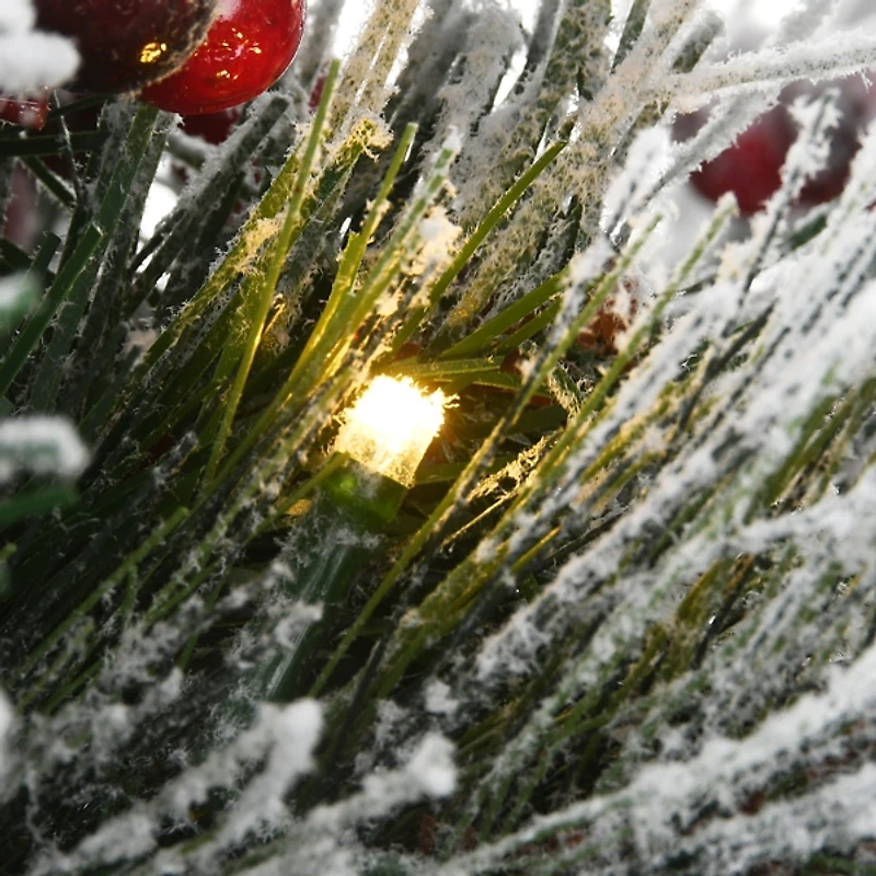 Pre-Lit Snowy Bedford Pine Urn Filler, 22 in.