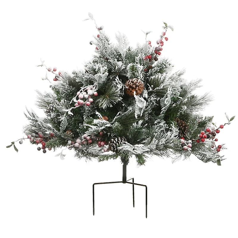 Pre-Lit Snowy Bedford Pine Urn Filler, 22 in.