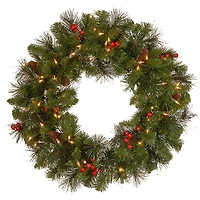 Pre-Lit Crestwood Spruce Silver Bristle Wreath