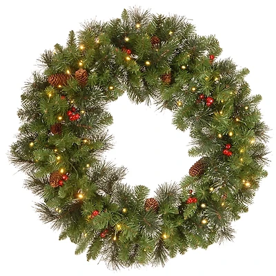 Pre-Lit Crestwood Spruce Bristle Wreath, 30 in.