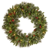 Pre-Lit Crestwood Spruce Bristle Wreath, 30 in.