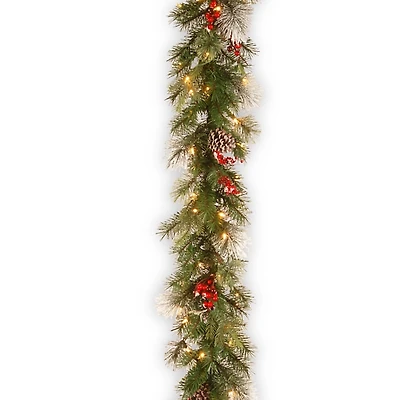 Pre-Lit Feel Real Wintry Berry Christmas Garland