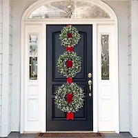 LED Glitter Bristle Pine Triple Wreath Door Hanger