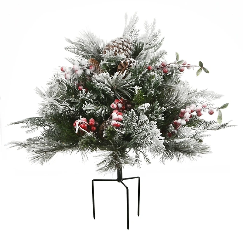 Pre-Lit Snowy Bedford Pine Urn Filler Arrangement
