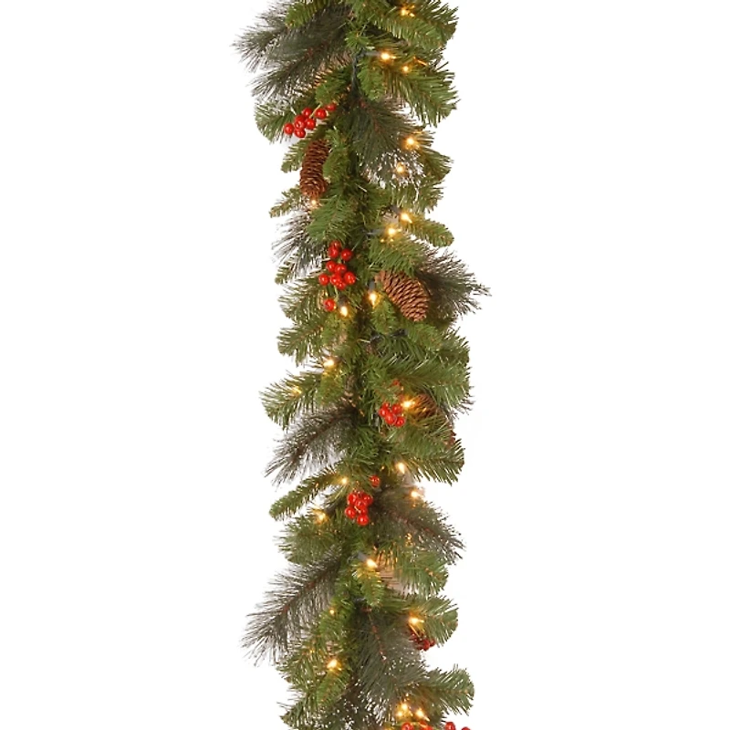 Pre-Lit Crestwood Spruce Silver Bristle Garland
