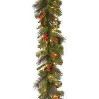 Pre-Lit Crestwood Spruce Silver Bristle Garland