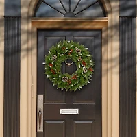 Frosted Pinecone Red Berry Christmas Wreath