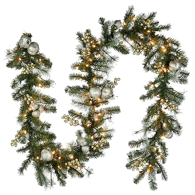 Pre-Lit Glitter Pomegranate Pine Christmas Garland