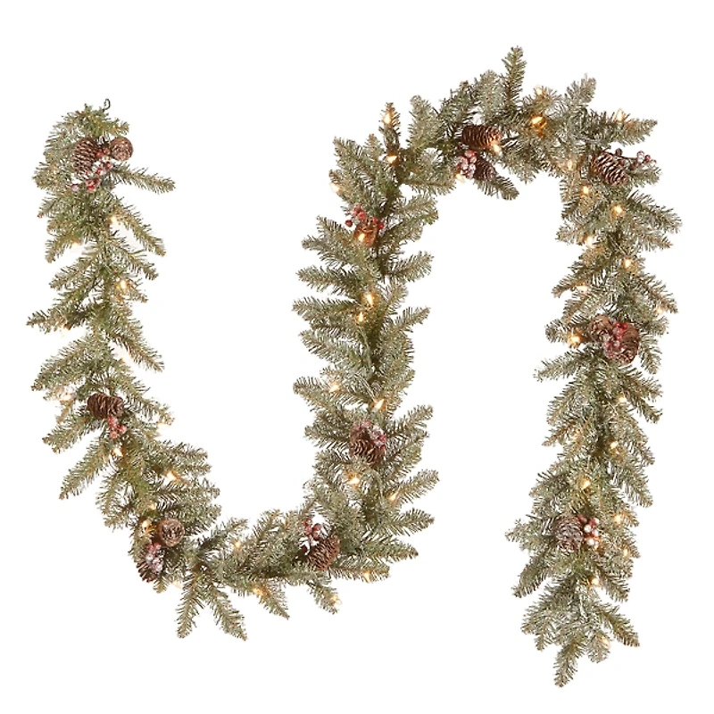 Pre-Lit Snowy Dunhill Fir Christmas Garland