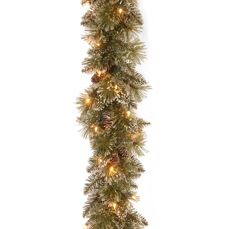 Pre-Lit Glittery Bristle Pine Christmas Garland