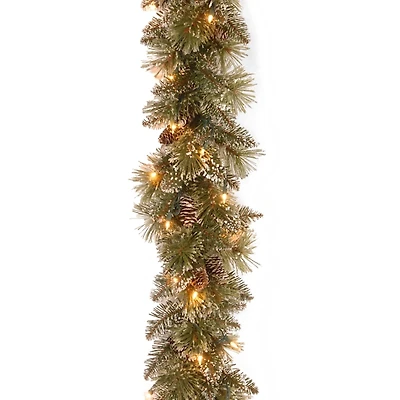 Pre-Lit Glittery Bristle Pine Christmas Garland