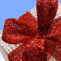 Pre-Lit White and Red Bow Gift Boxes, Set of 3