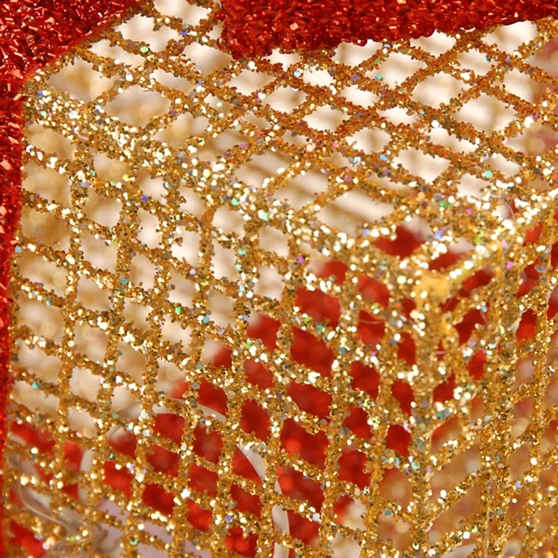 Pre-Lit Gold and Red Bow Gift Boxes, Set of 3