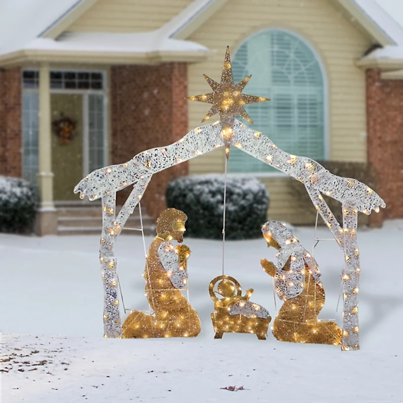 Pre-Lit Crystal Splendor Outdoor Nativity Scene