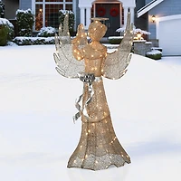 LED Gold Sisal Outdoor Praying Angel
