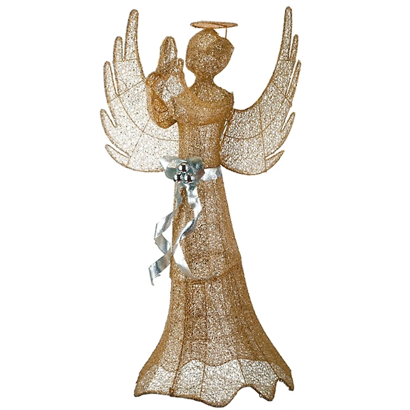 LED Gold Sisal Outdoor Praying Angel