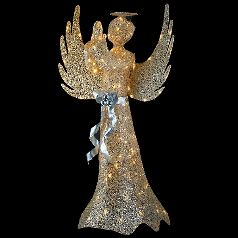 LED Gold Sisal Outdoor Praying Angel