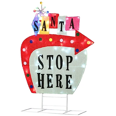 LED Vintage Vegas Santa Stop Here Outdoor Sign