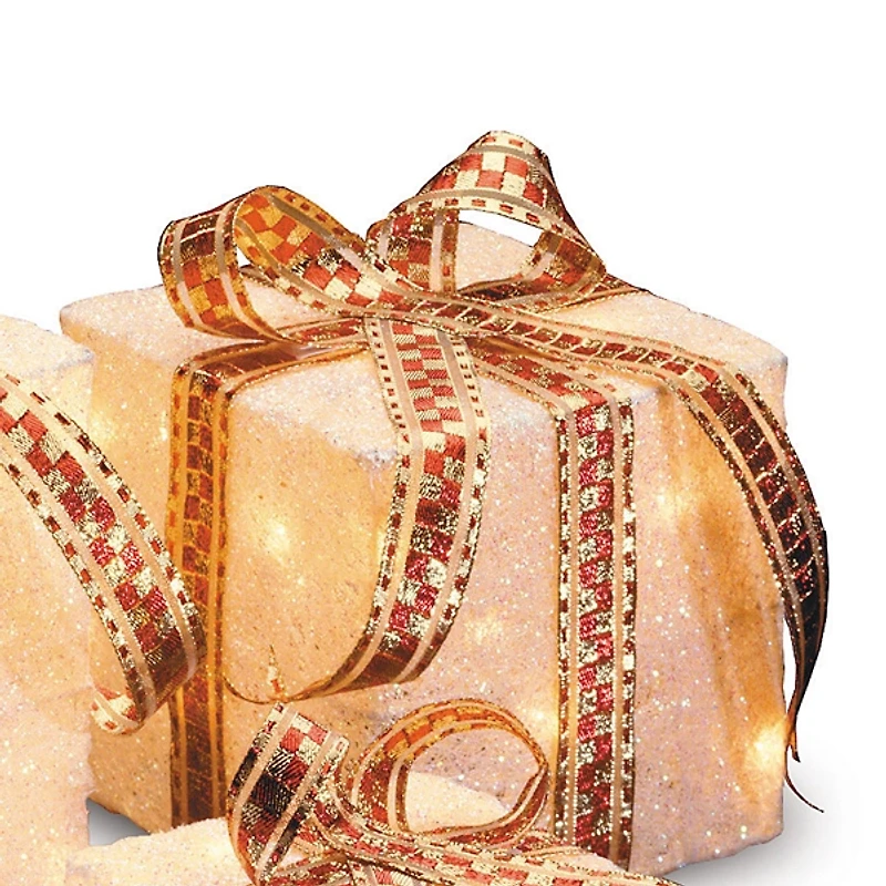 Pre-Lit Glitter Outdoor Gift Boxes