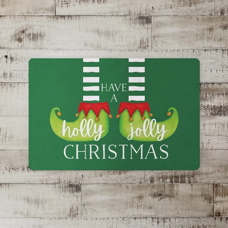 Holly Jolly Christmas Elf Legs Floor Mat