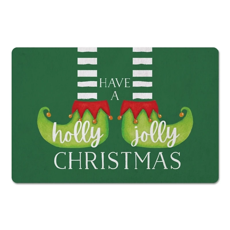 Holly Jolly Christmas Elf Legs Floor Mat