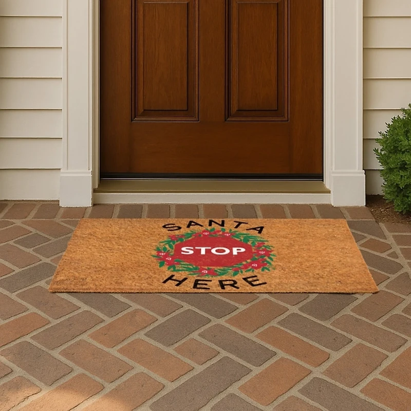 Santa Stop Here Coir Doormat