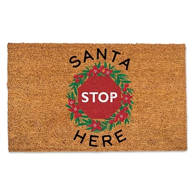 Santa Stop Here Coir Doormat