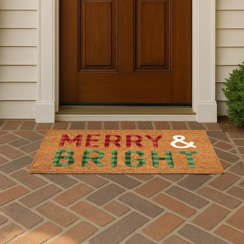 Plaid Merry & Bright Coir Doormat