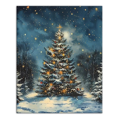 Decorated Forest Tree Christmas Canvas Art Print